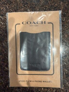 Coach Black Leather Stick-On Card Pocket